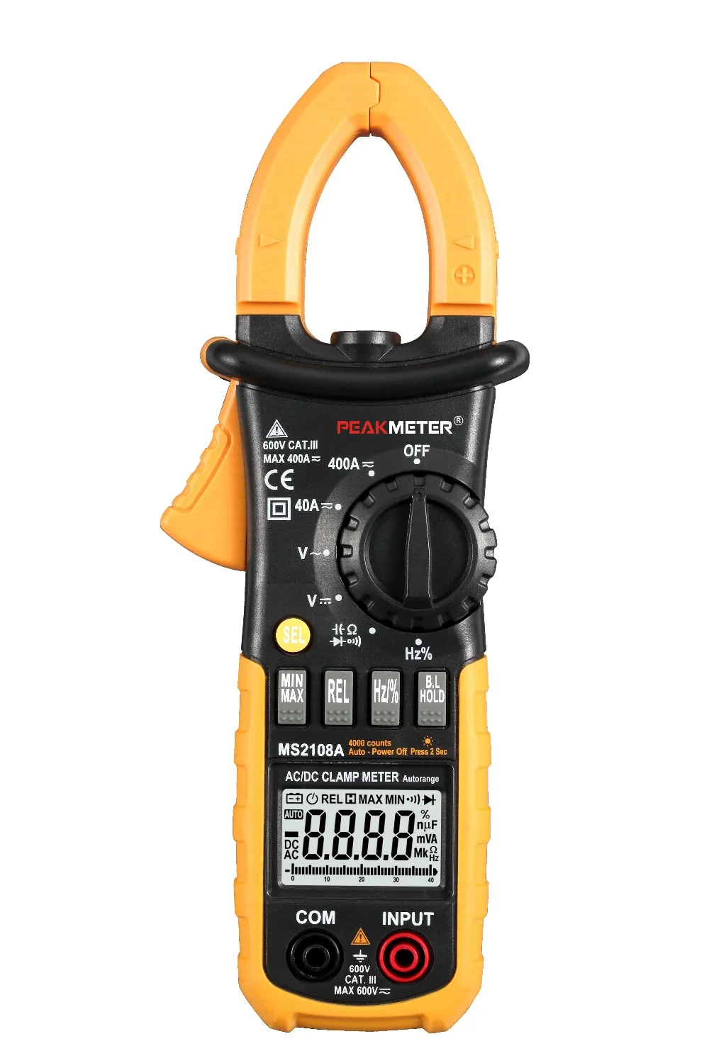 

MS2108A AC/DC Clamp Meters Inrush Ammeter Voltmeter Capacitor Ohmmeter Tester LCD Backlight Multimeter Electric Meter