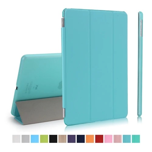 Тонкий Чехол-подставка из искусственной кожи для Apple iPad air 1 iPad 5 с кристаллами, жесткая задняя крышка с функцией автоматического выключения/пробуждения - Цвет: tiffany blue