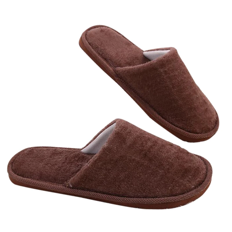 Vertvie Candy Color Warm Home Slippers Women Bedroom Winter Slippers Indoor Slippers Cotton Floor Slippers Drop Shipping - Color: 44-45 coffee