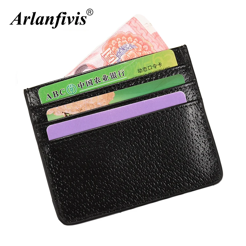 a Genuine Leather Classic Fashion Simple Credit Card Holder Mini Small Bag Women Men Unisex Slim Short Wallet Purses | Багаж и сумки