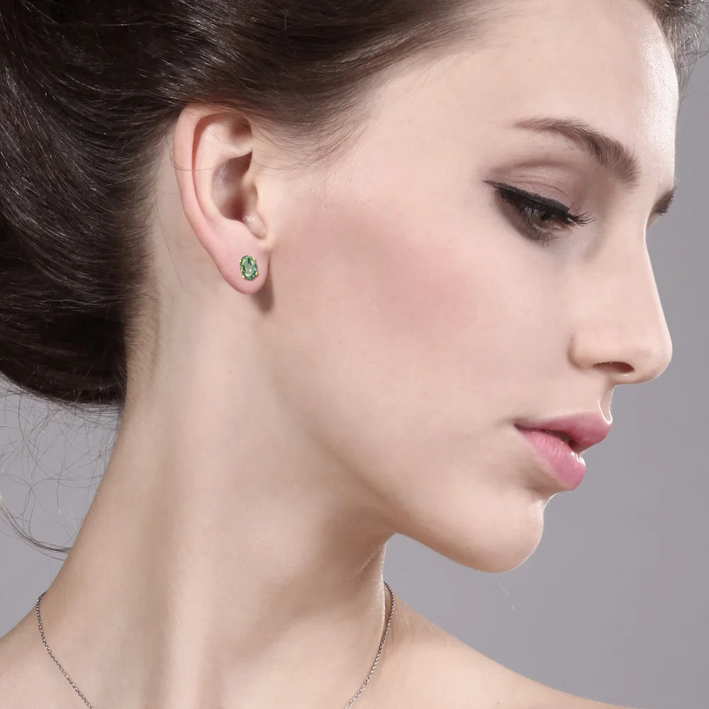 GemStoneKing 1 10 Ct овальные натуральные зеленые сапфировые серьги 18 K Желтые