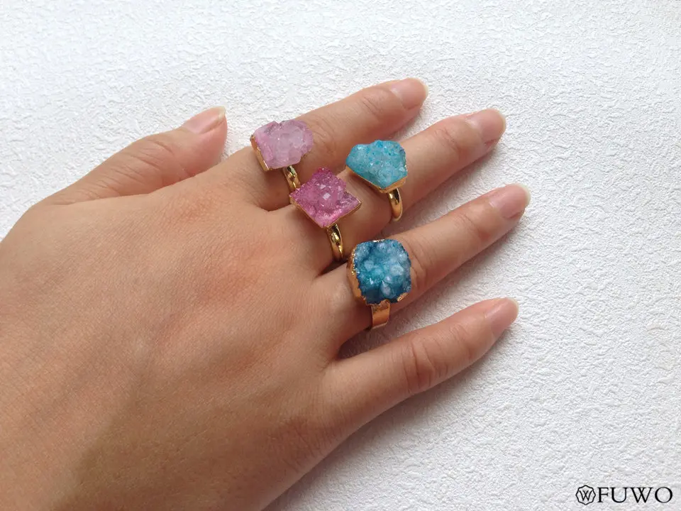 Multicolor Crystal Quartz Rings 10