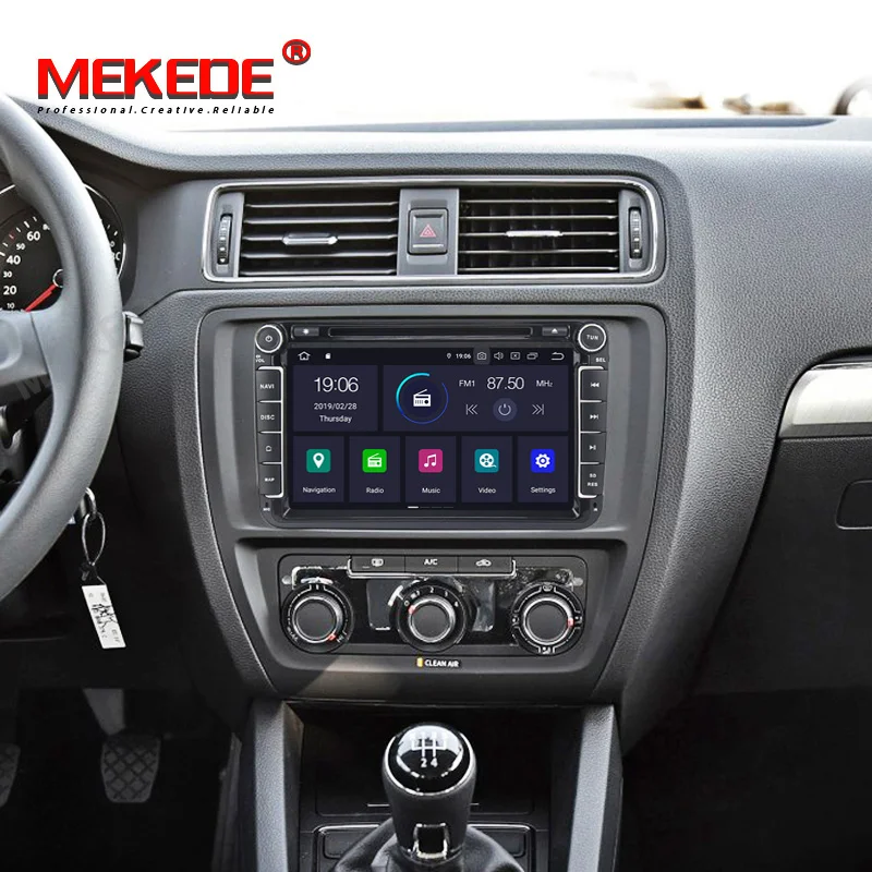 Excellent MEKEDE Car Multimedia player Android 9.0 GPS 2 Din Car Radio Audio Auto For Volkswagen/POLO/PASSAT/Golf  FM Radio IPS screen 5
