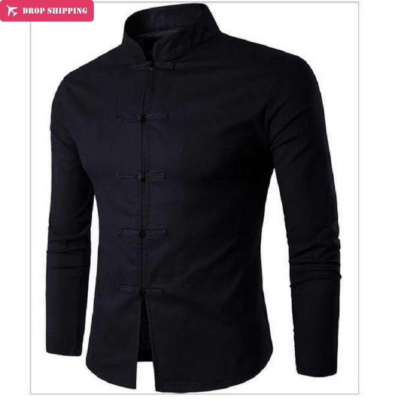Vente Hommes de Coton Mélanges De Lin Casual Shirt, Hommes Pleine Manches Slim Chemise