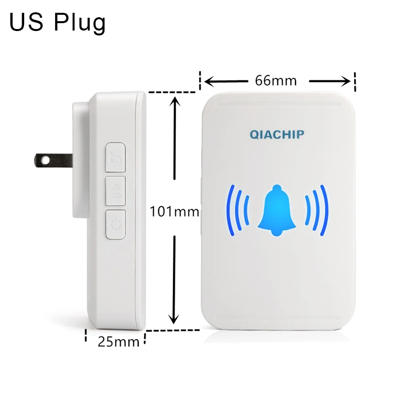 QIACHIP автономный домашний водонепроницаемый беспроводной дверной звонок без светодиодный фонарь на батарейках 200 м домашний колокольчик 38 мелодий 4 уровня громкости дверной Звонок