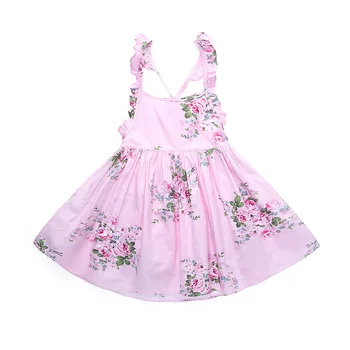 

2018 summer Europe and America CHILDREN new hot Australian sling cotton girl print floral dress ice romance princess dress