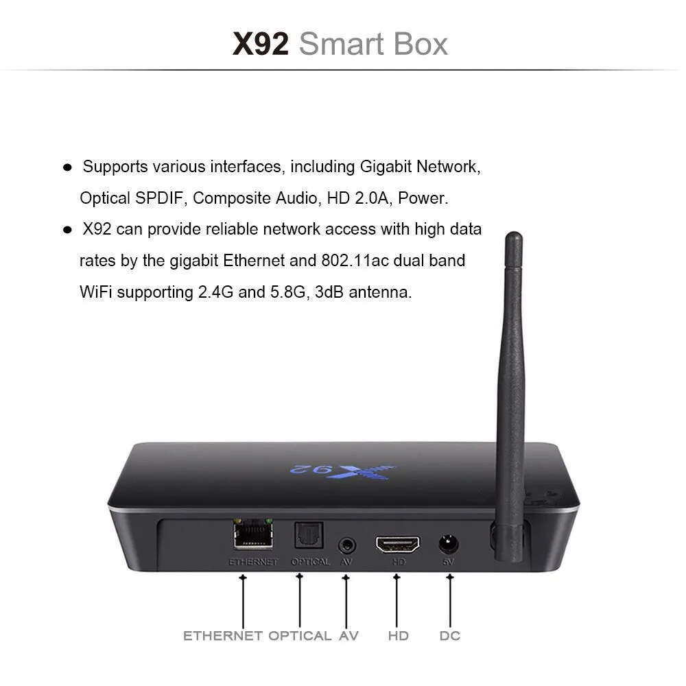 X92 Amlogic S912 android 7,1 tv Box 17,4 3 ГБ 32 ГБ Восьмиядерный 2,4 ГГц/5,8 ГГц WiFi Bluetooth USB 2,0