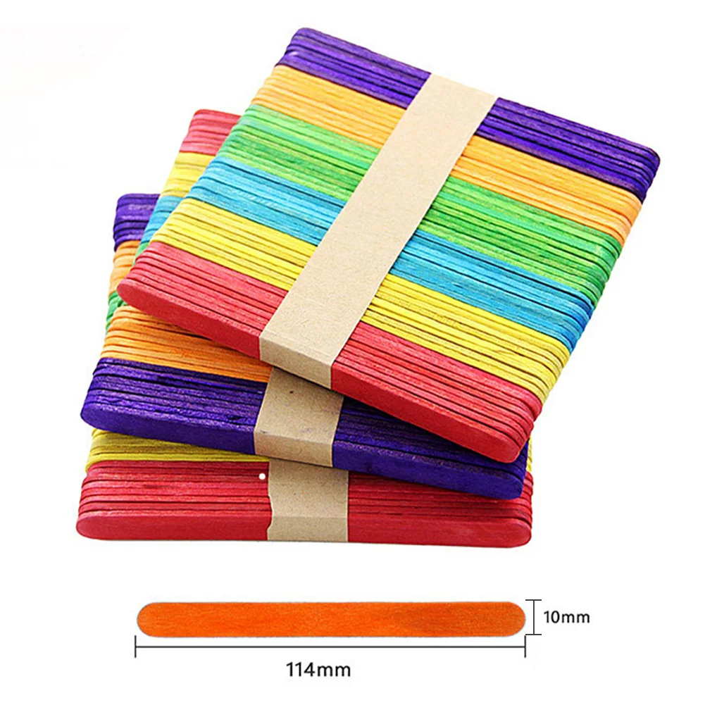 

200pcs Wooden Popsicle Stick Kids Hand Crafts Art Ice Cream Lolly Cake DIY Making Funny Gift Baby Shower Birthday Decor Supplies