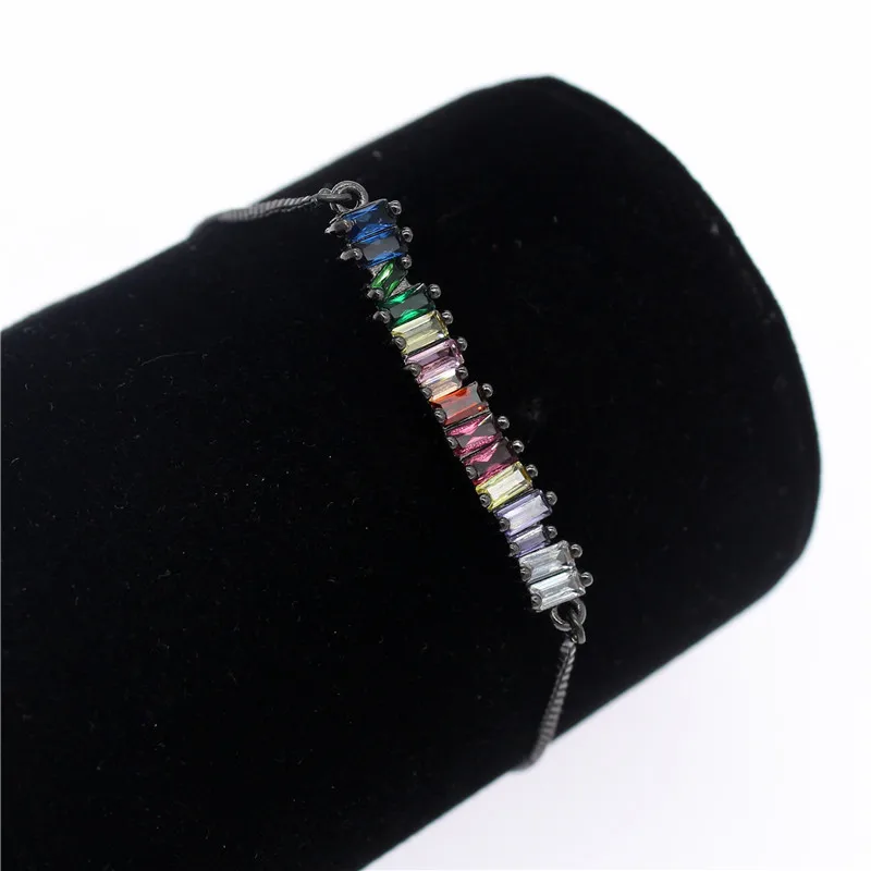 Poshfeel красочный кубический цирконий браслет «Радуга» для женщин золотые браслеты и браслеты ювелирное изделие со стразами подарок MBR190052