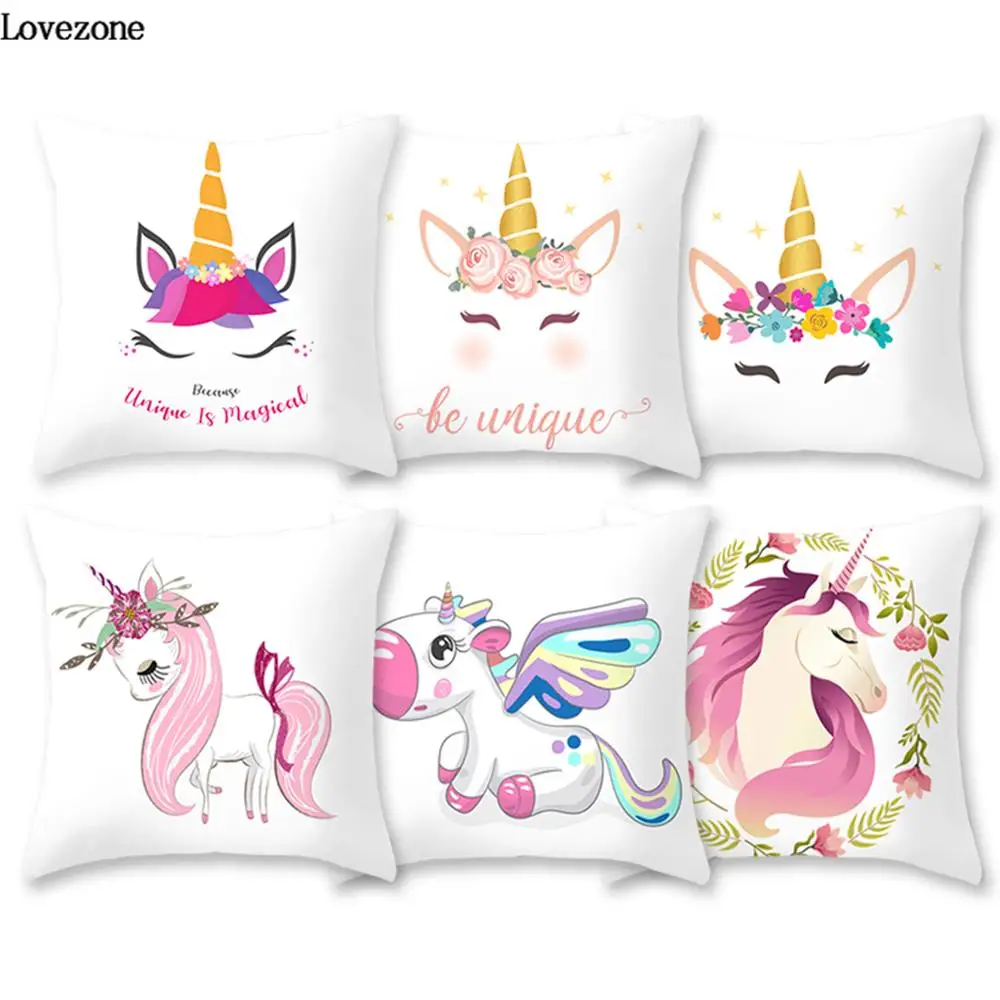 Unicorn Cushion Cover Car Sofa Pillow Case Cushion Decorative Pillows Inflatable Core Pillow Cover For Seat Cushion Cover 45x45