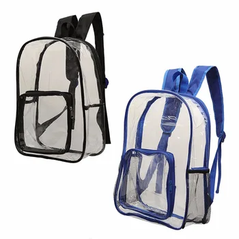 

Fashion Women Men Transparent PVC Clear Backpack Travel Shoulder Bag School Bookbags Blue Black Color