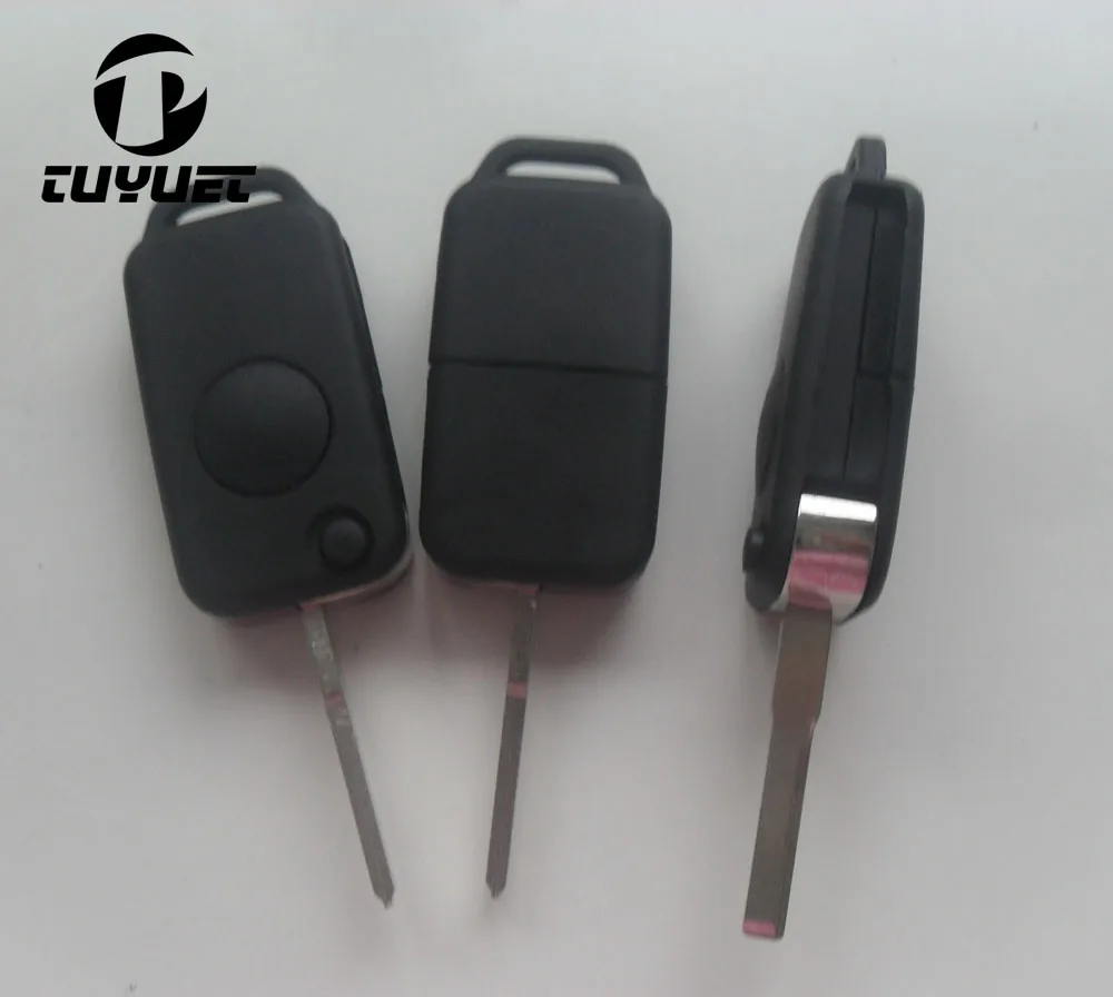 Replacement Key FOB Case Fix For Benz Folding  Flip Remote Key Shell 1 Buttons 2 Track HU64 Blade