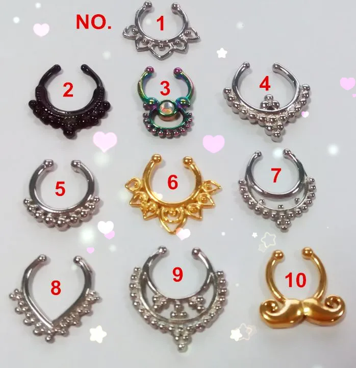 2015 Hot Sale 14g Septum Fake Septum Piercing Jewelry Indian Nose Ring