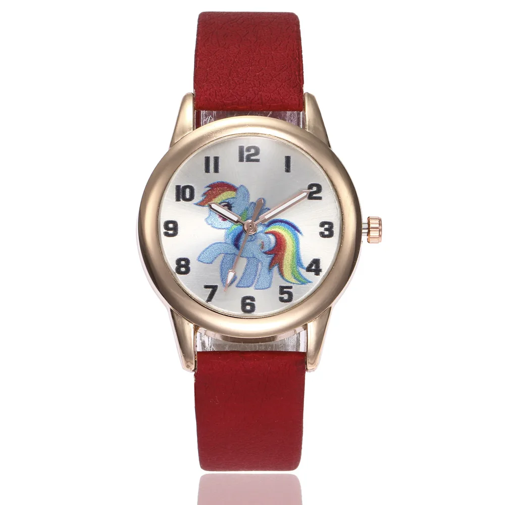 Children Watch Unicorn Pony Leather Strap Analog Dial Quartz Watches Kids Wrist Watches for Boys Girls Xmas Gifts Cartoon Watch