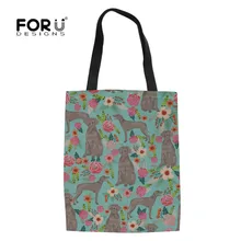 FORUDESIGNS Weimaraner большая холщовая многоразовая хозяйственная сумка с цветочным принтом для женщин Сумочка для Покупок Сумка-тоут рекламные сумки подарки