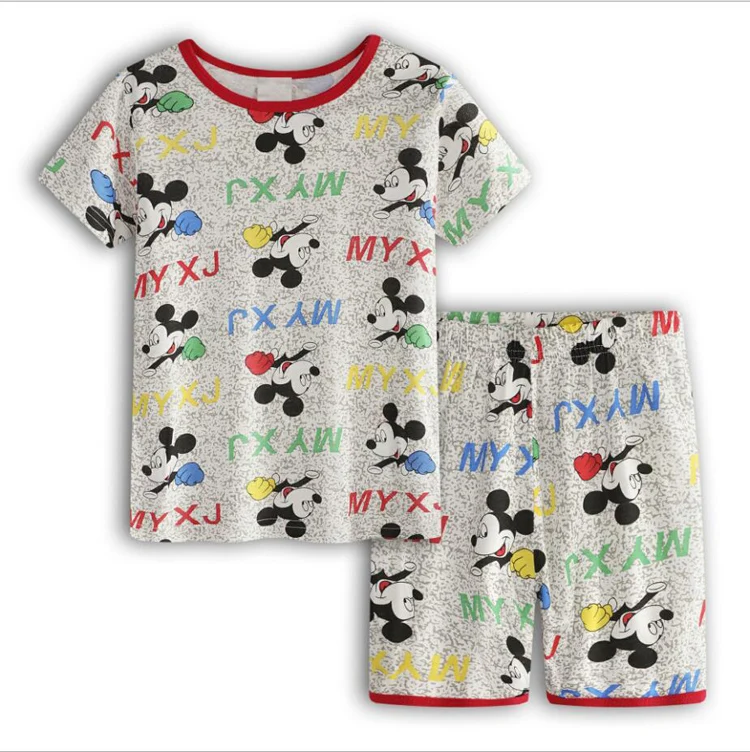 Infantil para Meninos Crianças dos Desenhos Animados do Bebê Roupas de Verão de Algodão Pijama Mickey Pijamas Crianças Meninos Bonito Dormirwear 2-7years 12 Mamãe e Bebê