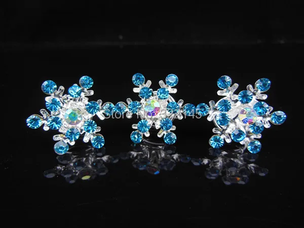 

30 Pcs NEW Movies Frozen Elsa Jelweled Blue Cryatsl Color Snowflake Girl Twists Spins Hair Pins For Party Prom Wedding S-6