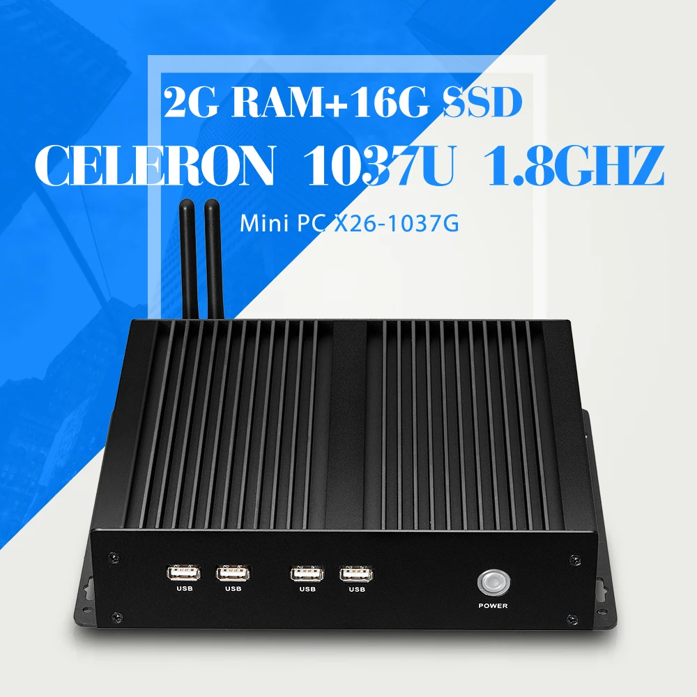 fanless mini industrial pc C1037U office computer celeron C1037U 2GB ram 16GB ssd+wifi support computer input output devices