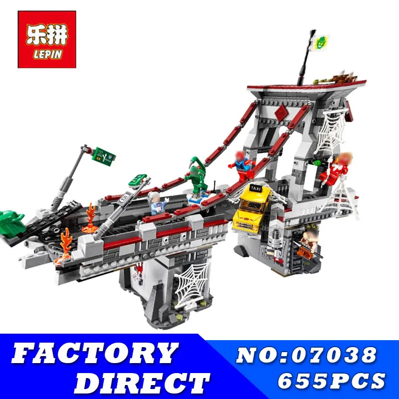 

LEPIN 07038 1165Pcs Super Hero Spiderman Web Warriors Bridge Battle Model Building Blocks Bricks Set Education Children Toys