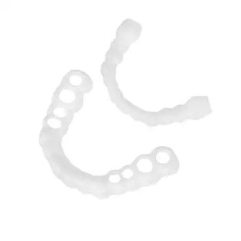 

1pair Fake Teeth Upper False Fake Tooth Cover Snap On Immediate Teeth Cosmetic Denture Care Oral Care Plastic Whitening Denture