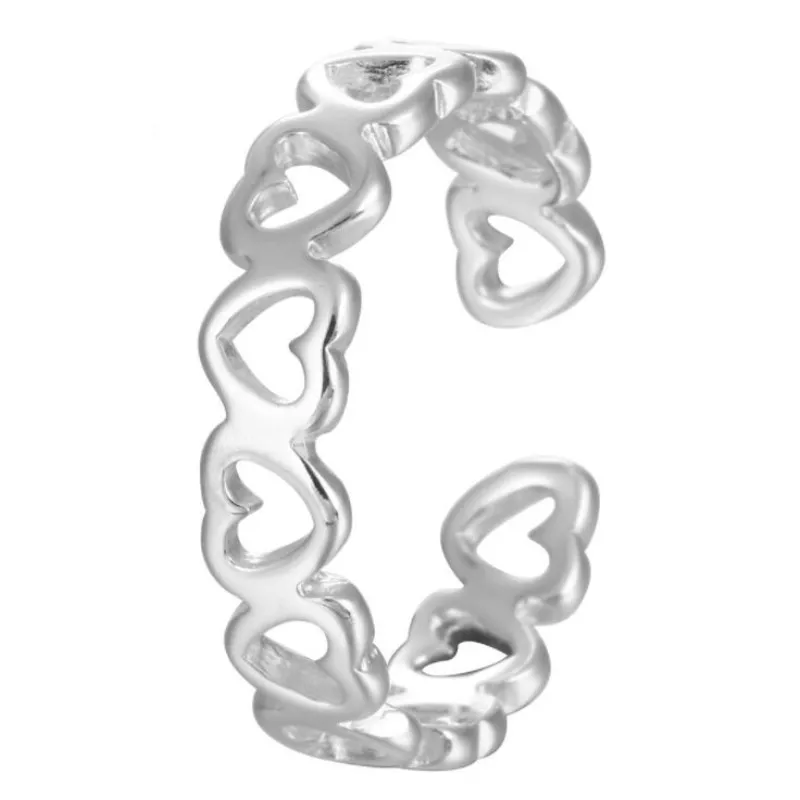 Новое популярное 925 пробы Серебряное ювелирное изделие изящное маленькое свежее модное простое кольцо в форме сердца с открытым отверстием SR33
