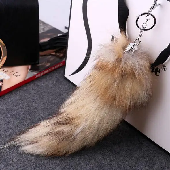 1Pcs/set Cool Large Faux Fox Fur Tail Keychain Pendant Key Ring For Women Ladies Girls Handbag Hanging Charm | Украшения и