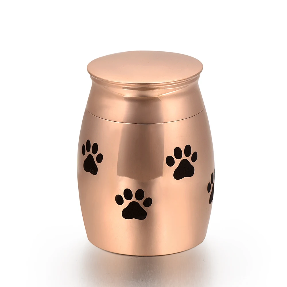 KLH015 никогда не увядают 3 Размеры ПЭТ Кремации Урны Нержавеющая сталь мини Keepsake банки отпечаток лапы вокруг собака кошка Мемориал пепел урны