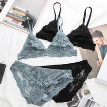 Wriufred, треугольная чашка, удобный мягкий комплект нижнего белья, женский кружевной бюстгальтер, набор размера плюс, сексуальное женское белье, бюстгальтеры, трусики, наборы