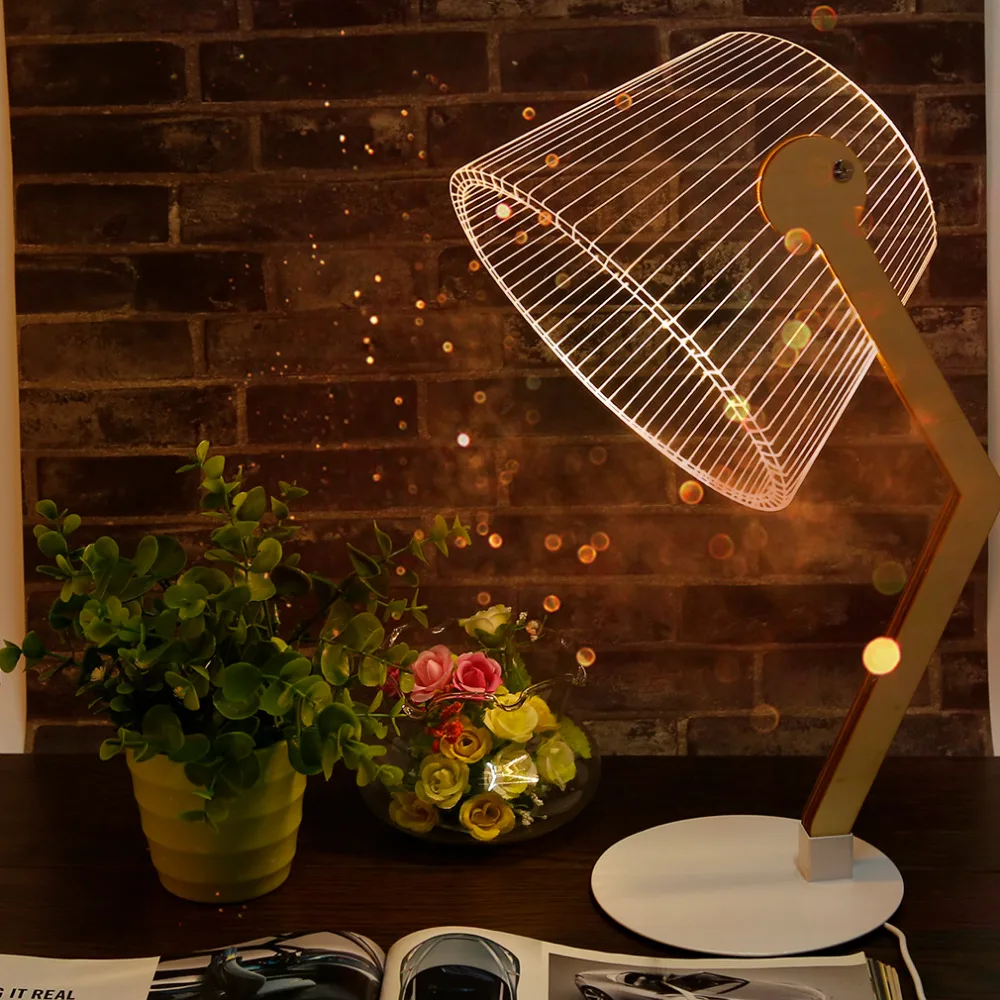 

ICOCO 3D Creative Vision Lamp USB Charge Luminous Lampshades LED Table Lamp Bending/Small/Straight Type to Choose