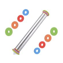 17 дюймов из нержавеющей стали регулируемая толщина Скалка со съемные кольца для выпечки печенья для выпечки, пиццы разминающий инструмент