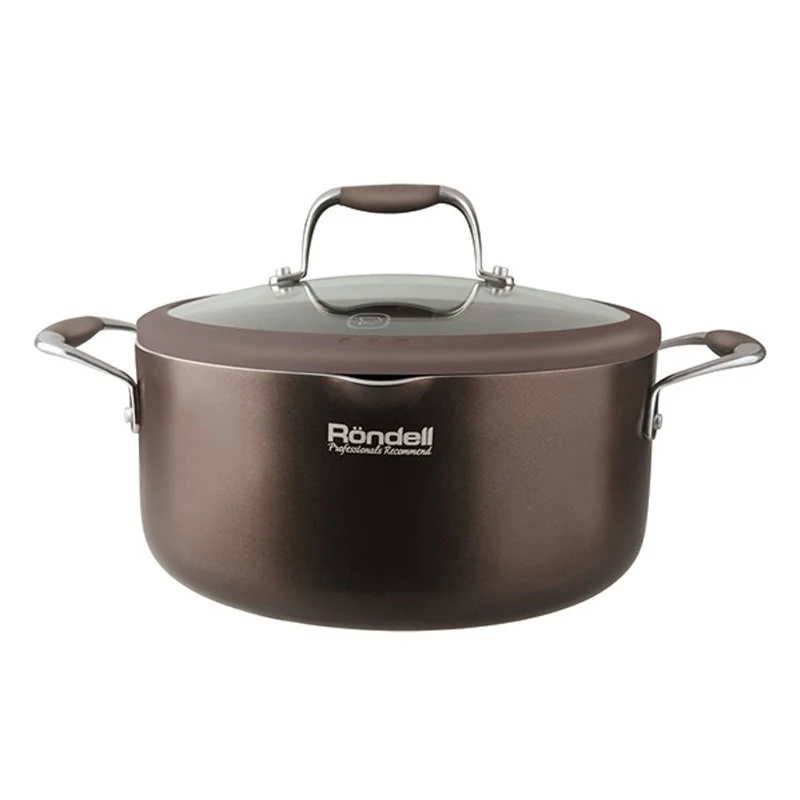 Кастрюля с крышкой Rondell Mocco 20 см (2 л) RDA-280 (Диаметр 20 см, объем 2 л, штампованный алюминий, антипригарное покрытие на основе титана, подходит для всех типов плит)