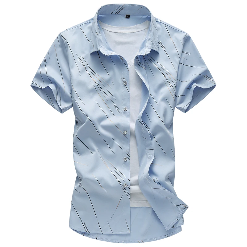

MarKyi plus size 7xl mens short sleeve shirts with collar 2017 brand slim fit mens dress shirts casual chemise homme