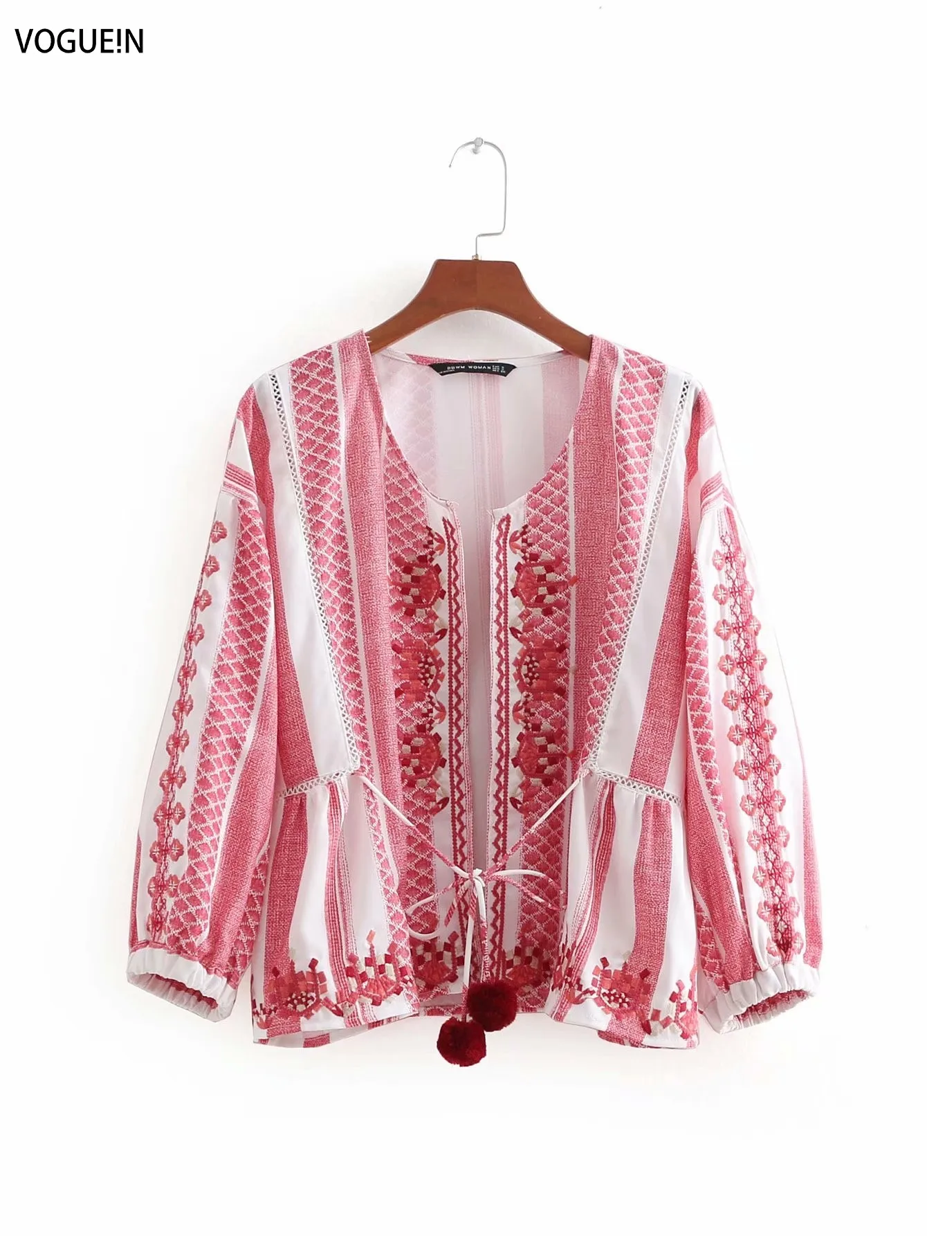 

VOGUEIN New Womens Ethnic Retro Red Embroidered Cardigan Tops Blouse Shirt Wholesale