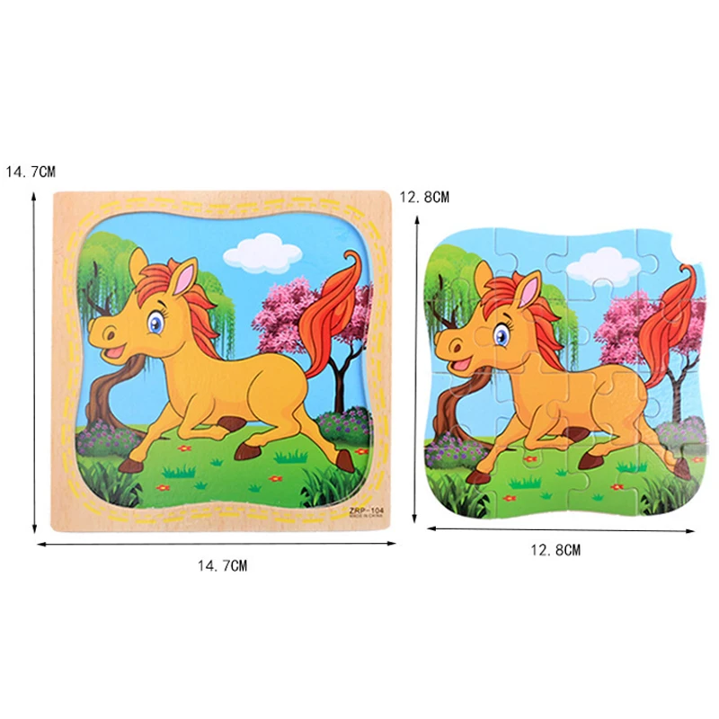 Montessori Toys Educational Wooden Toys for Children Early Learning 3D Cartoon Puzzle Kids Exercise Math Match Teaching Aids