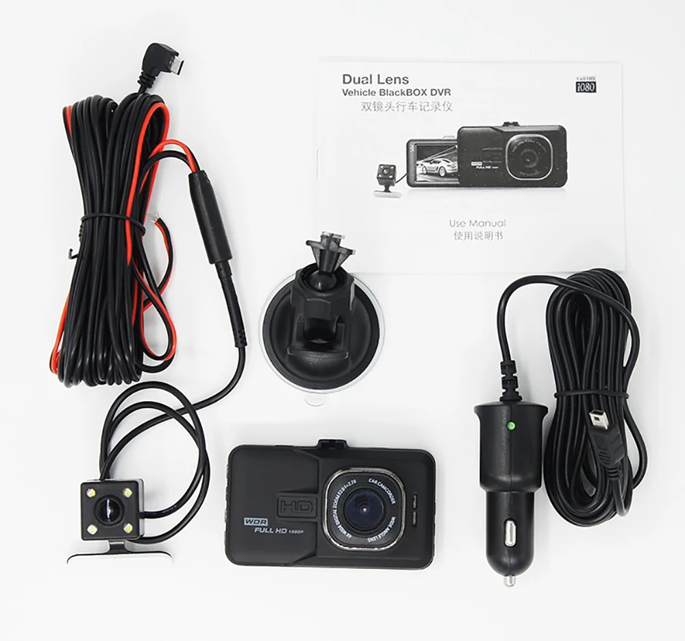 Aoluoya 170 градусов универсальная DVR камера Dash Cam Full HD 1080P камера 3,0 дюймов с двумя объективами фронтальная и тыловая камера видео запись