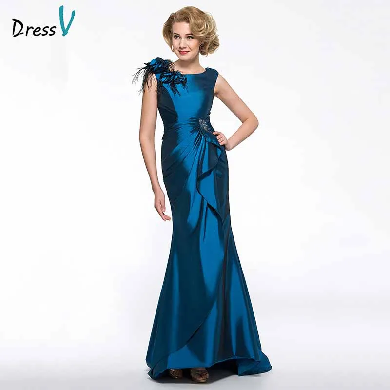 

Dressv elegant scoop neck sleeveless mother of bride dress crystal floor length pleats flowers long mother evening gown custom