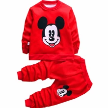 Детский зимний шерстяной костюм свитер с принтом Микки повседневный комплект для маленьких мальчиков, камуфляжный спортивный комплект из 2 предметов для маленьких девочек мини-комплект