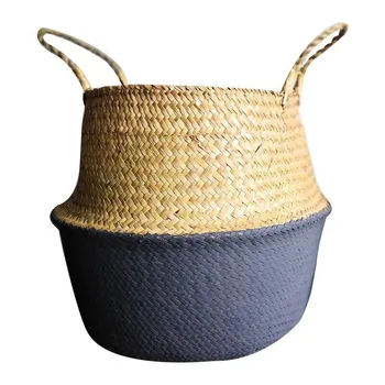 

Seagrass Wicker Basket Wicker Basket Flower Pot Folding Basket Dirty Basket Stor storage box weaving flower pot organizer