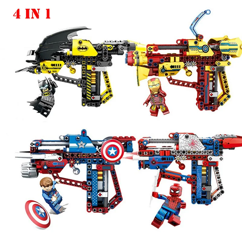 

Super Heroes Avengers Marvel Iron Mam Spiderman Captain America Gun Building Blocks Compatible Legoings Technic Bricks Kids Toys