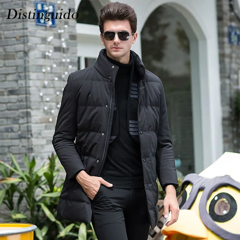 Fashion New White Duck Down Men's Smart Casual Long Zipper Solid Color ...