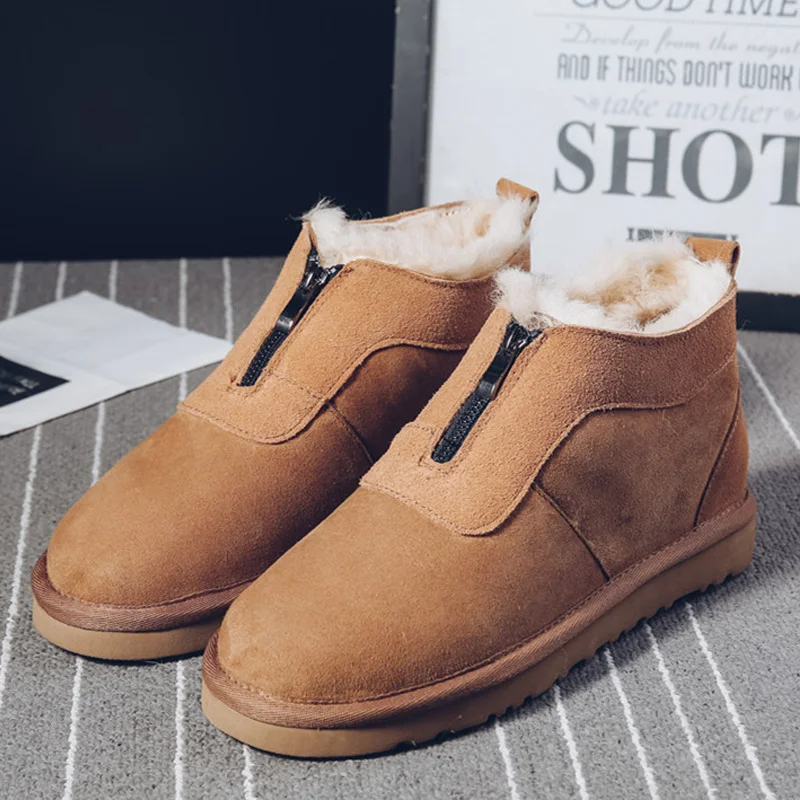 

RUIYEE sheepskin wool integrated boots ladies ankle boots men's boots sheepskin boots leather men and women boots large size