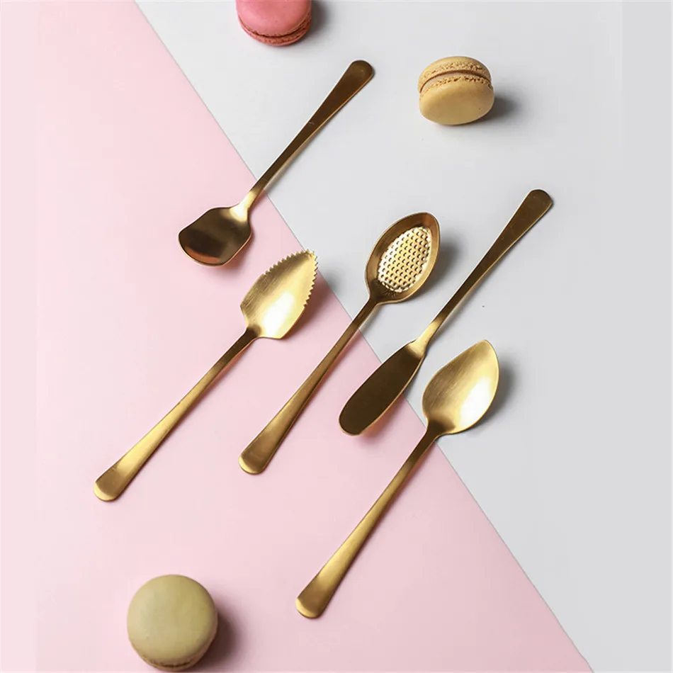 Chic Gold 304 Stainless Steel Spoon Teaspoon Coffee Spoons Fruit Ice Cream Elegant Spoon Girly Bow Tie Tableware Kitchen Tool (11)