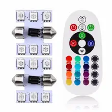 2 шт SMD RGB светодиодные полосы света 5050 31 мм светодиодный свет RGB салона автомобиля купольная лампа для чтения супер яркая лампочка авто