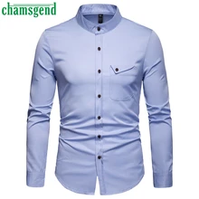 Chamsgend мужские рубашки Новая мода Мужская Бизнес Повседневное футболки с длинными рукавами Классический Полосатый мужской большой Размеры социальной блузка#30
