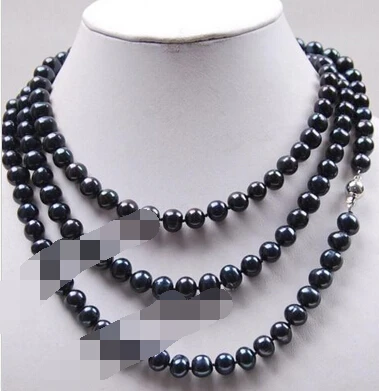 

Jewelr 006457 gorgeous 9-10mm natural tahitian black pearl necklace 48inch