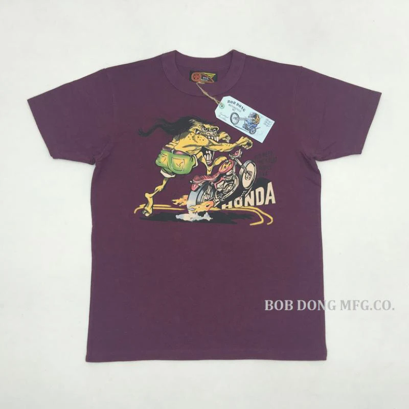 BOB DONG 60s Monster с принтом "мотоцикл" футболки тяжеловесная Мужская графическая футболка