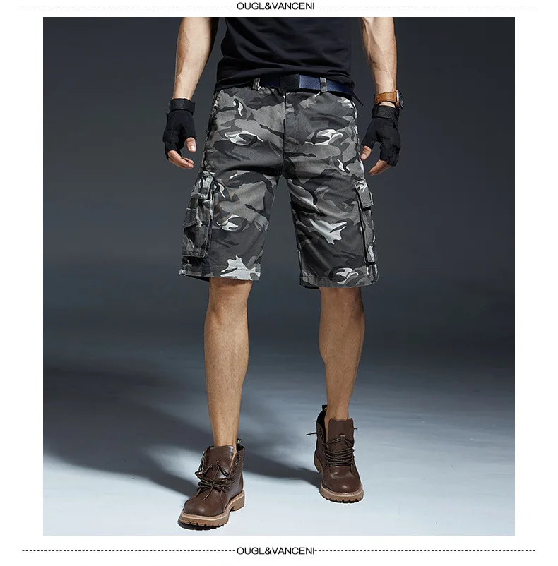 Летние хлопковые большие размеры спортивные короткие брюки мужские камуфляжные штаны карго с множеством карманов Шорты уличный для пешего туризма тактические шорты
