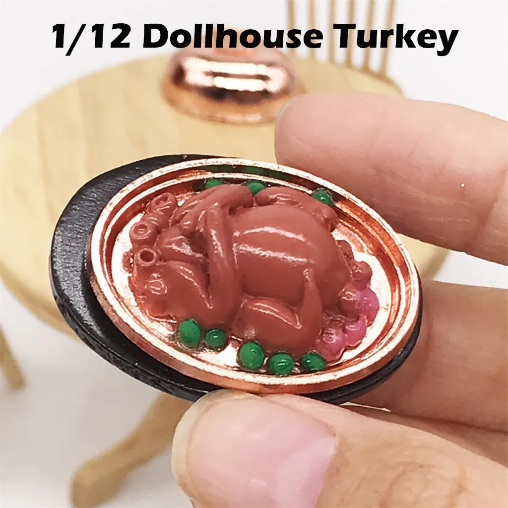 

1set Exquisite Cute Dollhouse Miniature 1:12 Food Christmas Turkey With Lid Living Room Kids Pretend Play Toy Miniature C624
