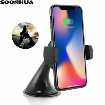 

SOONHUA Wireless Car Fast Charger For iPhone X 8 Samsung Note 8 S8 Plus S7 S6 Edge Wireless Phone Charging Dock Suction Holder