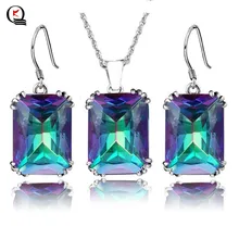 Женские Модные Ювелирные наборы, многоцветные хрустальные подвески, ожерелье, серьги, модные свадебные подарки, ювелирные наборы для женщин